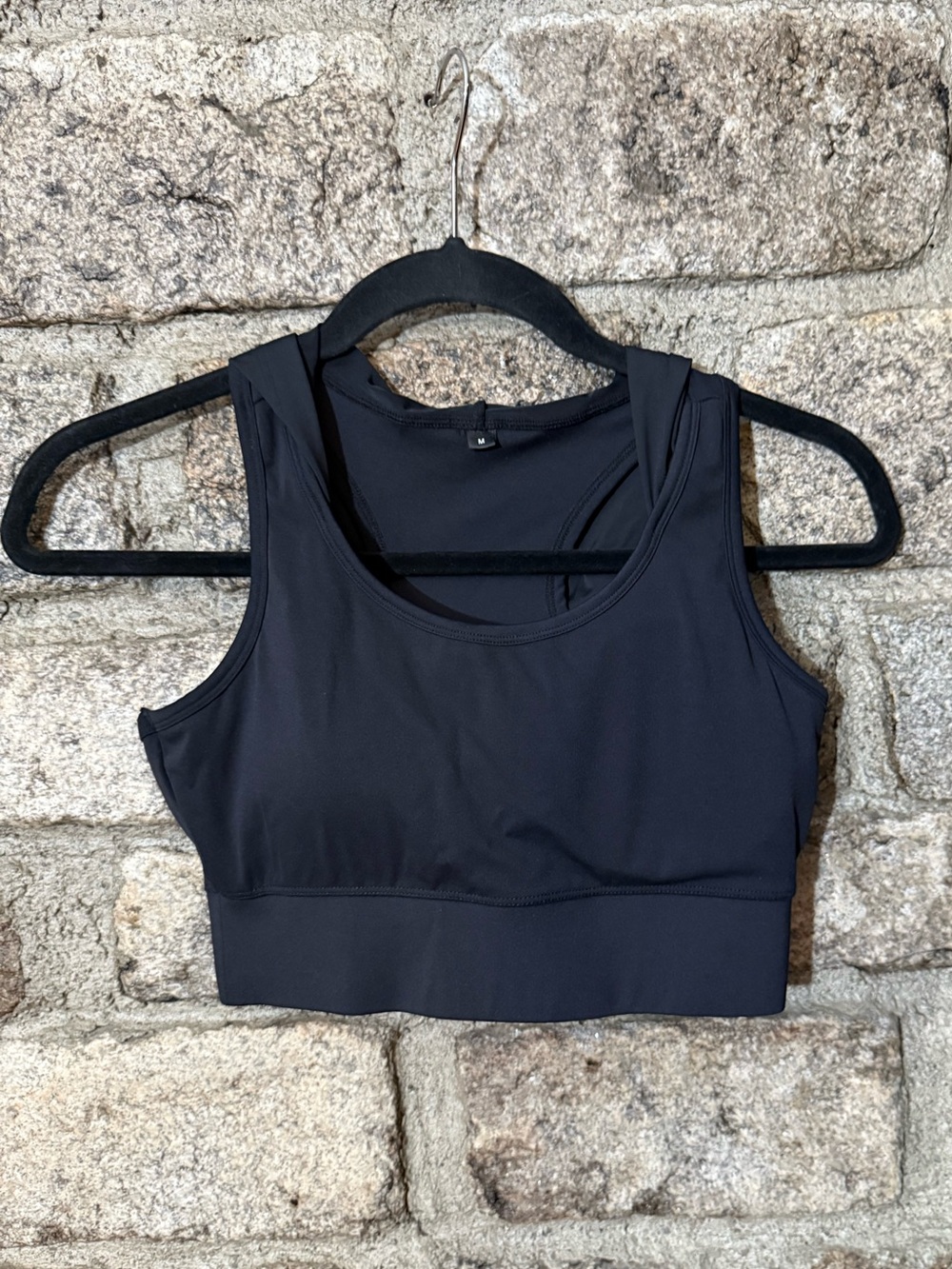 Black Sports Bra with Attached Hood